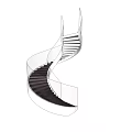 Modern Spiral Staircase Architectural Design with Glass Railing and Dark Steps