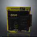 Yellow Black Striped Safety Hardware Tool with Warning Sign Pull Down Arrow and Control Panel 3d model