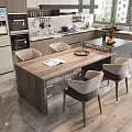 Modern Dining Table Set With Wooden Top And Four Chairs In Kitchen Interior