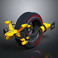 Mechanical Character With Black Tire Yellow Mechanical Arms Red Stripe And EPS Logo
