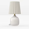 Modern Table Lamp with Pleated Beige Fabric Shade and White Ribbed Ceramic Base 3d model