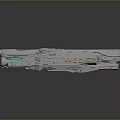 Sci-Fi Spaceship Model With Reflective Metallic Surface Complex Structure And Engine Details