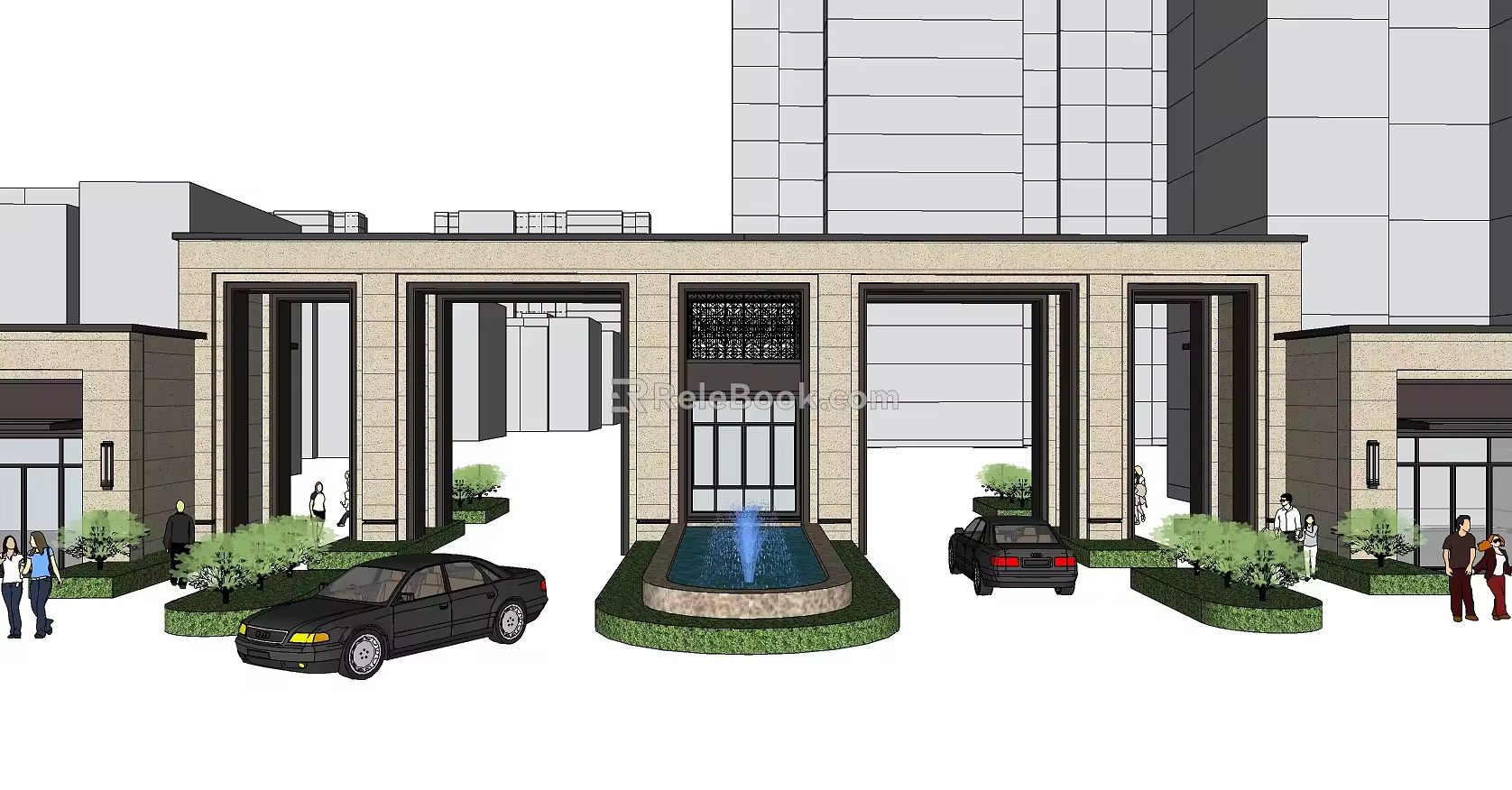 Modern gate building net gate wall 3d model