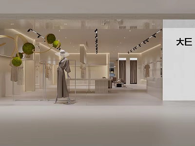 Modern Fashion Store Interior With Bright Lighting Mannequin Display And Elegant Clothes 3d model