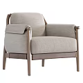 Comfortable Light Gray Fabric Single Seater Sofa With Wooden Frame And Modern Design