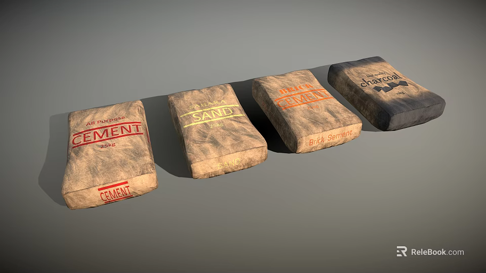 Practical Household Material Bags Containing Cement Sand Gravel And Crushed Stone 3d model 