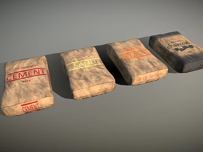 Practical Household Material Bags Containing Cement Sand Gravel And Crushed Stone 3d model