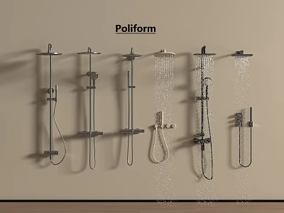 Poliform Contemporary Shower Head Collection With Various Styles And Water Flow Features 3d model