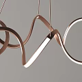 Modern Irregular Chandelier Design With Curved Copper And White Metallic Rings