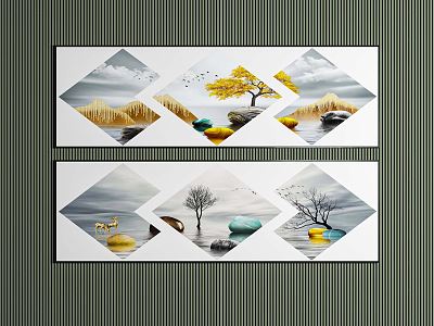 Modern landscape painting long strip decorative painting model