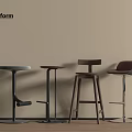 Poliform Modern Bar Stools With Wooden Metal Frames And Leather Seats In Interior Setting
