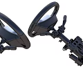 Two Different Car Steering Wheels With Control Buttons And Mounting Brackets
