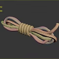 Beige Coiled Rope as Daily Living Essential on Black Smooth Surface with Reflection