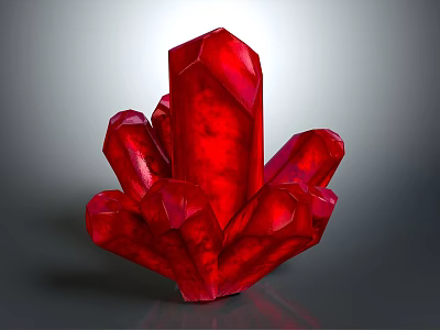 Elegant Red Crystal Cluster Ornamental Decoration Set For Home Tabletop 3d model