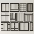 Various Casement Windows Designs Featuring Different Frame Styles And Grille Patterns 3d model