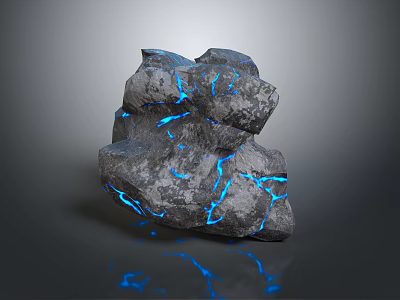 Natural Decorative Stone With Blue Glowing Cracks And Detailed Surface Texture Design 3d model