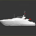 Luxury White Yacht with Spacious Deck Upper Structure and Red Accents 3d model