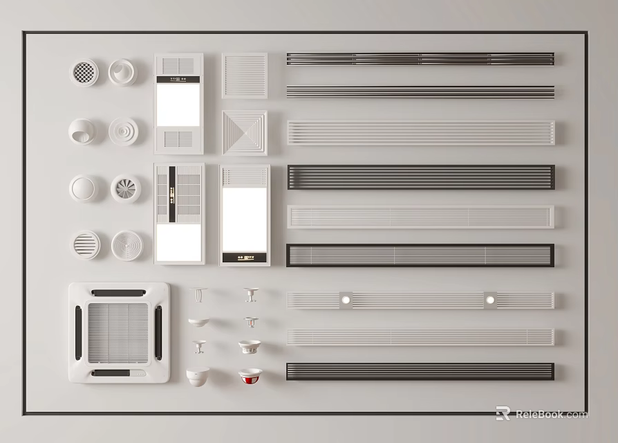 Various Types Of Modern Air Conditioner Vents With Different Designs And Styles 3d model 