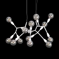 Modern Molecular Structure Chandelier With Transparent Glass Bulbs And White Metal Frame