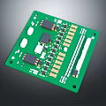 Detailed View of Green Circuit Board with Electronic Components Chips and Connectors