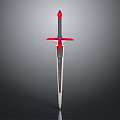 Decorative Sword With Red Blue Cross Guard And Silver Sharp Blade