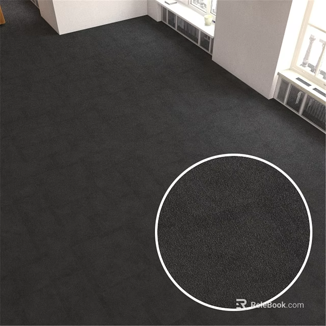 Plush Dark Gray Square Area Rug For Modern Living Room Interior Decor 3d model 
