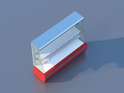 Modern Glass Display Shelf With Red Base Blue Top And Multiple Layers 3d model