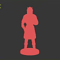 Intricate Golden Warrior Statue In Full Armor Holding Weapon On Pedestal