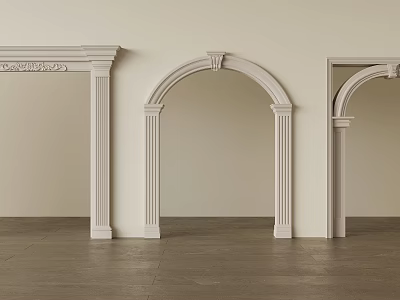 White Decorative Arches With Classical Columns And Neutral Wall Dark Floor Interior Design Elements 3d model