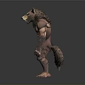 Muscular Werewolf Character With Wolf Head Humanoid Body And Furry Texture