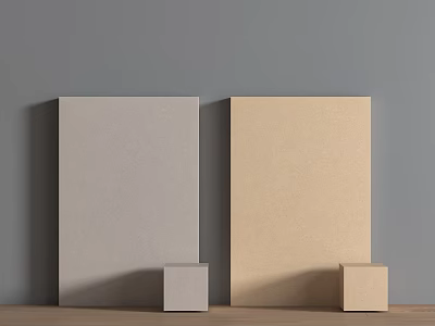Modern Gray and Beige Wall Panels for Interior Decoration on Wooden Floor 3d model