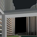 Modern High Rise Residential Building With Curved Facade And Palm Trees