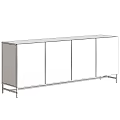 Modern Cabinet With Four Doors Brown Gold Gradient Landscape Design And Black Frame