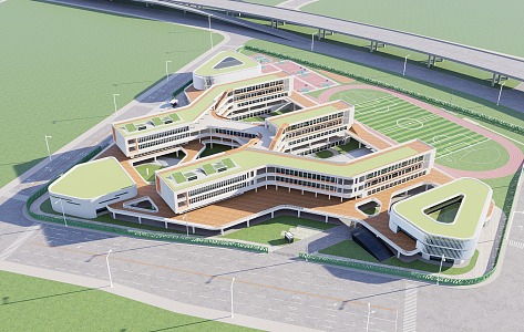 Modern School Primary School Junior High School Senior high school Teaching Building Office Building 3d model