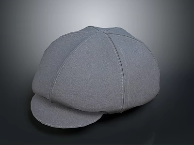 Gray Fabric Flat Cap With Classic Seam Details And Smooth Brim For Casual Wear 3d model