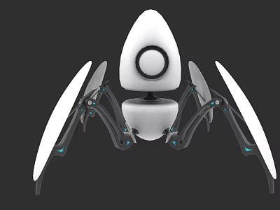 Game Movie Character With White Body Black Mechanical Legs And Blue Glowing Accents 3d model