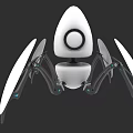Game Movie Character With White Body Black Mechanical Legs And Blue Glowing Accents