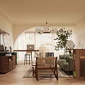 Warm Living Dining Room Interior Design With Green Sofa Coffee Table Chandelier And Decorative Painting