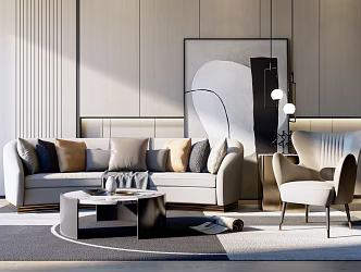 Modern sofa coffee table combination 3d model