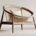 Natural Style Wicker Leisure Chair with Wooden Frame and Cozy Cushion Design