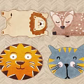 Colorful Animal Shaped Rugs with Lion Deer Cat Designs for Home Decor