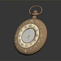 Vintage Copper Pocket Watch With Ornate Engraved Design And Roman Numeral Dial