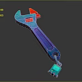 Blue Wrench Tool with Orange Accent and Small Pendant Accessory 3d model