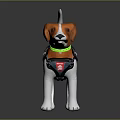 Jack Russell Terrier Dog With Green Collar And Blue Harness Toy Figure
