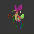 Detailed Mythical Animal With Large Ears Red Legs And Segmented Body Features