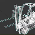 Yellow Industrial Forklift With Front Forks Operator Seat Red Warning Light And Black Tires