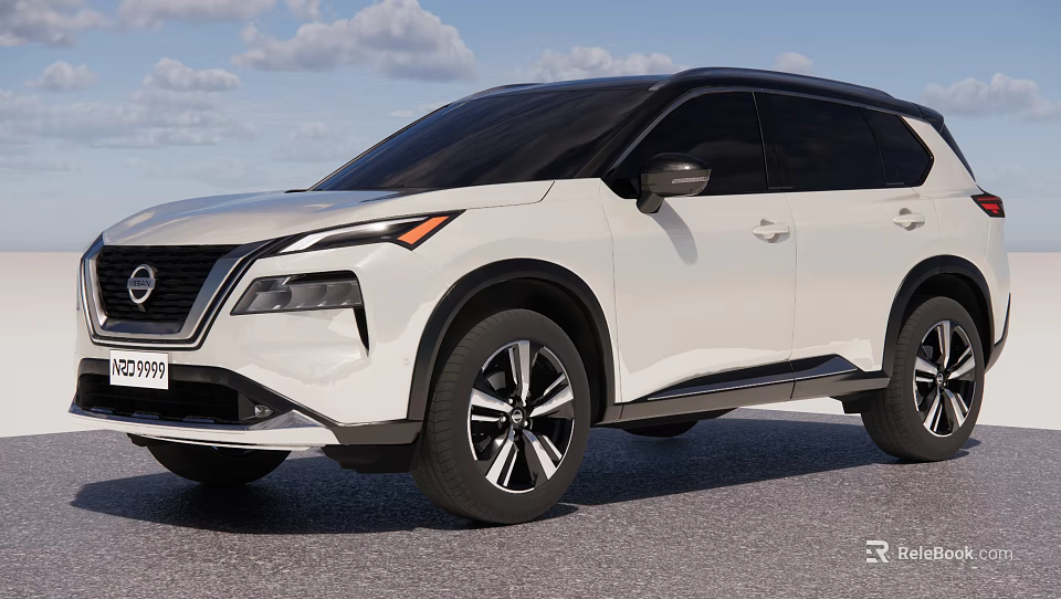 White Nissan SUV with Modern Exterior Black Windows and Alloy Wheels 3d model 