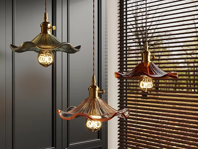 Decorative Pendant Lights With Glass Shades And Brass Finish For Modern Home Interior 3d model