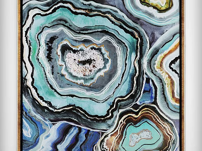 Agate Inspired Abstract Wall Art With Vibrant Blue Green Brown Patterns 3d model