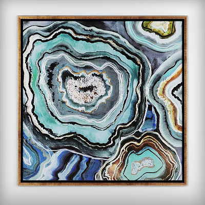 Agate Inspired Abstract Wall Art With Vibrant Blue Green Brown Patterns 3d model
